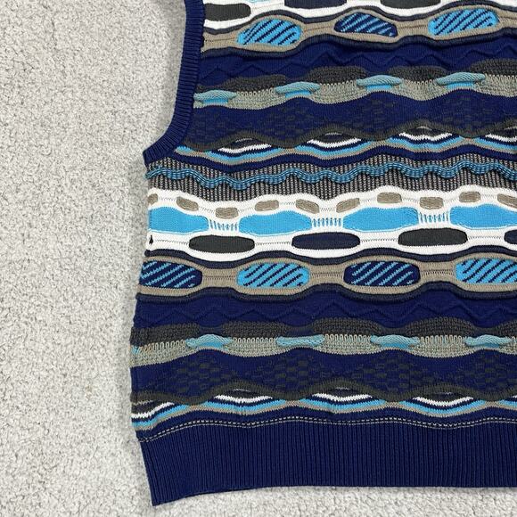 Vintage Sweater Women XL Blue 3D Textured Chunky Knit Colorful Coogi Style Cosby - Picture 12 of 12